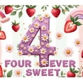thumbnail image 4 of Floral Design Birthday Banner Strawberry Theme Number Banner Background for Kids Party Event Decor Celebration, 4 of 7