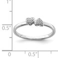 thumbnail image 2 of 925 Sterling Silver Diamond Double Heart Bague Empilable Amour, 2 of 6