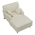 thumbnail image 4 of 40.5'' Modern Corduroy Fabric Oversized Chaise Lounge Chair with 2 Pillows for Living Room, Bedroom, Beige, 4 of 6