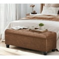 thumbnail image 2 of SONGMICS 46.5" Storage Ottoman Bench Synthetic Leather End of Bed Bench Load 330lb Ottoman with Storage for Bedroom Brown, 2 of 8