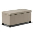 thumbnail image 4 of Dover 36 inch Wide Contemporary Storage Ottoman Bench in Satin Cream Vegan Leather, 4 of 7
