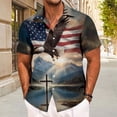 thumbnail image 6 of Yopmin Patriotic Button Down Shirts for Men Flag Eagle Casual Lapel Short Sleeve Button Up Shirts for Travel, 6 of 7