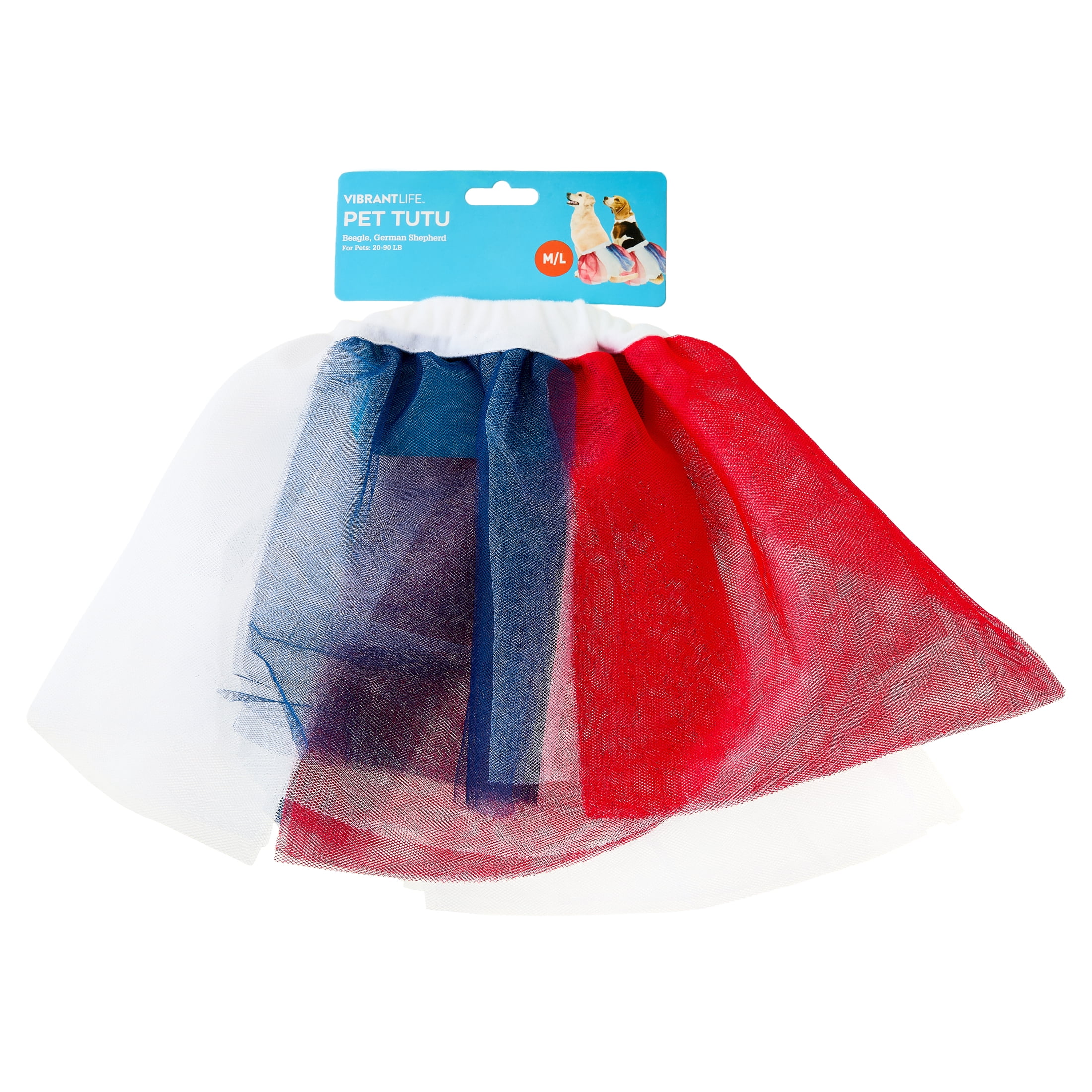 Vibrant Life Fourth of July Medium/Large Dog Tutu, Red, White, and Blue