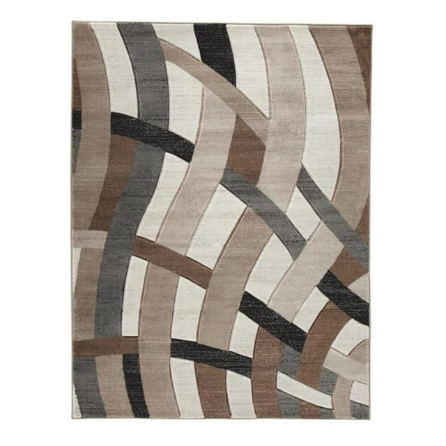 Benjara BM231962 114 x 78 in. Overlapping Wave Design Polypropylene Rug, Multi Color
