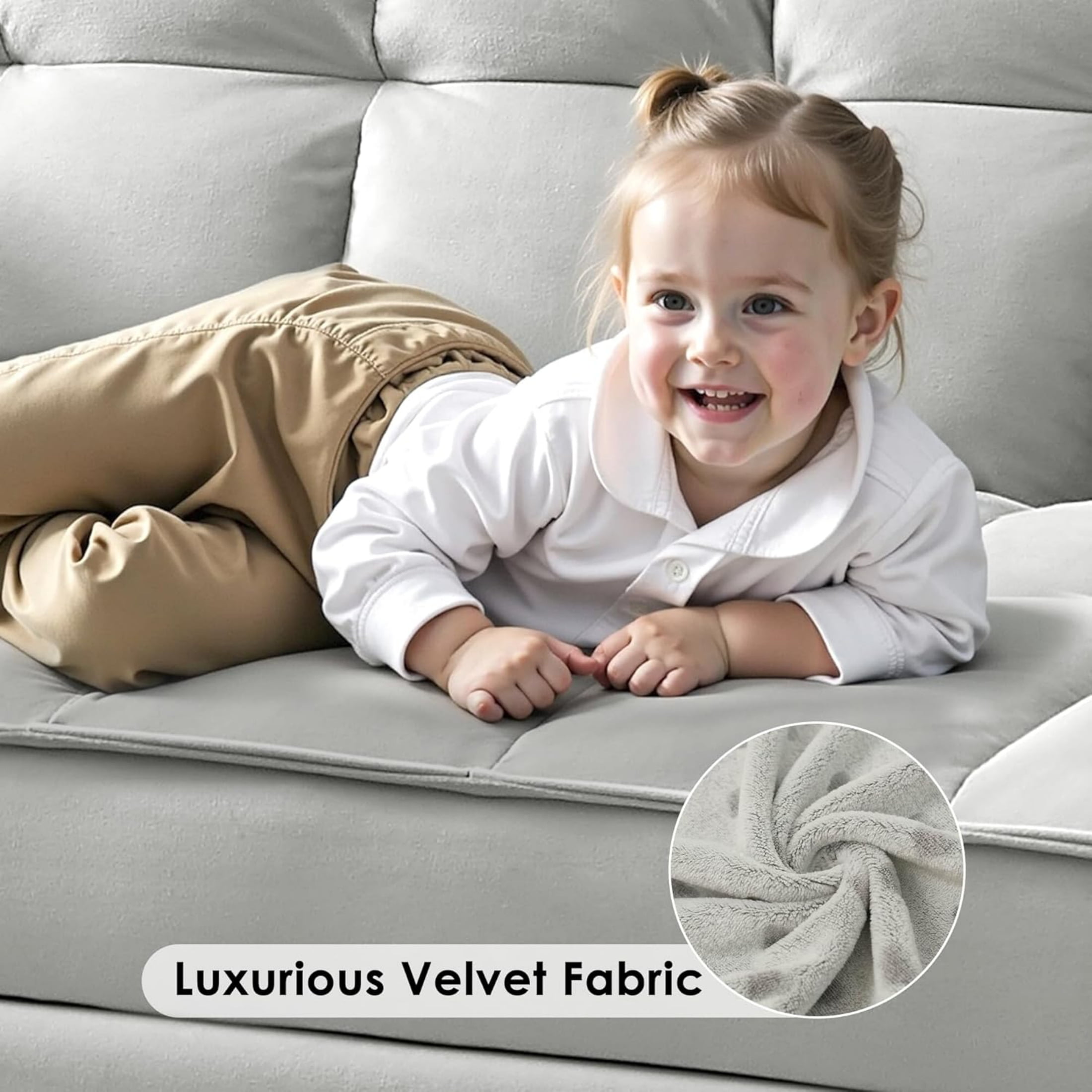 Vinform 54" 3 in 1 Convertible Sleeper Sofa Bed, Pull Out Loveseat Couch with Storage Pocket, Light Gray