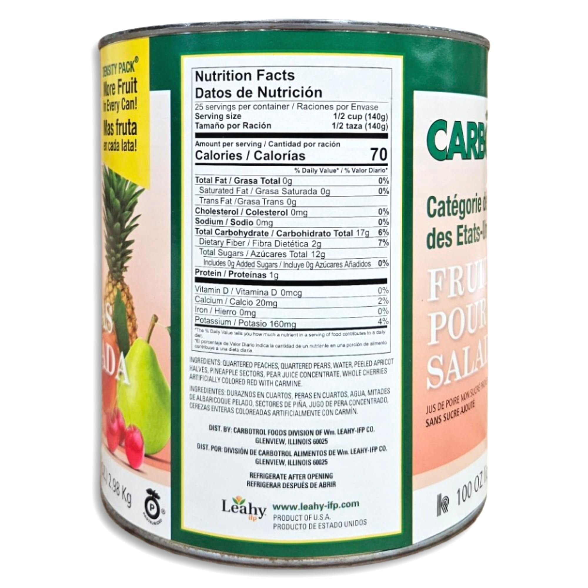 Carbotrol | U.S. Grade Choice Fruit For Salad in Pear Juice Value Pack | 105 Ounce Density Pack Can | Case of 6