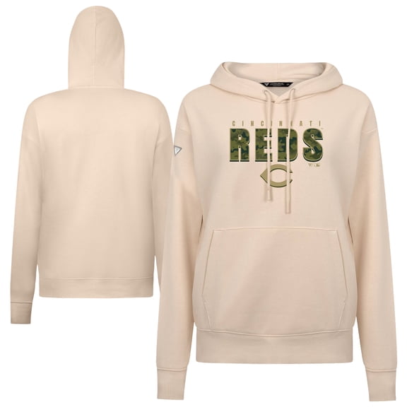 Women's Levelwear Khaki Cincinnati Reds Adorn Protect W Pullover Hoodie