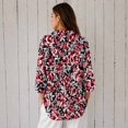 thumbnail image 2 of Nyfairy Plus Size Women's Floral Embossed Print Long Sleeve Button Down Casual Shirt, 2 of 5