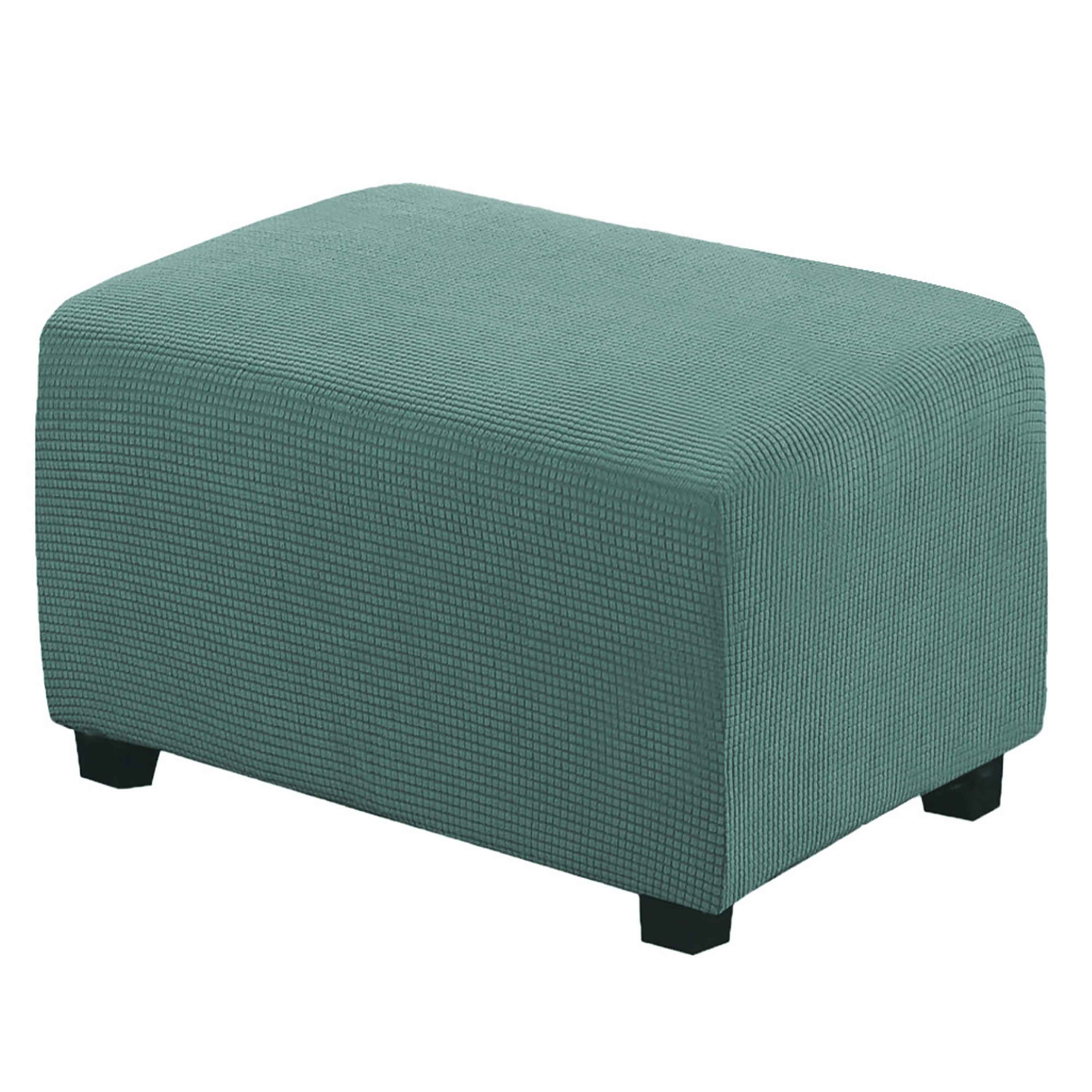 Ottoman Cover Rectangle,Solid Color Checkered Stretch Ottoman Cover