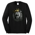 thumbnail image 2 of Wild Bobby, King Lion with Gold Crown Art, Animal Lover, Men Long Sleeve Shirt, Black, Small, 2 of 4