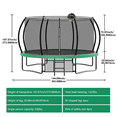 thumbnail image 3 of UIOWIO 12 ft Pumpkin Recreational Trampoline for Kids and Adults Outdoor Trampoline with Basketball Hoop Toddler Backyard Trampoline with Ladder,Enclosure Net,Storage Bag,Green, 3 of 8