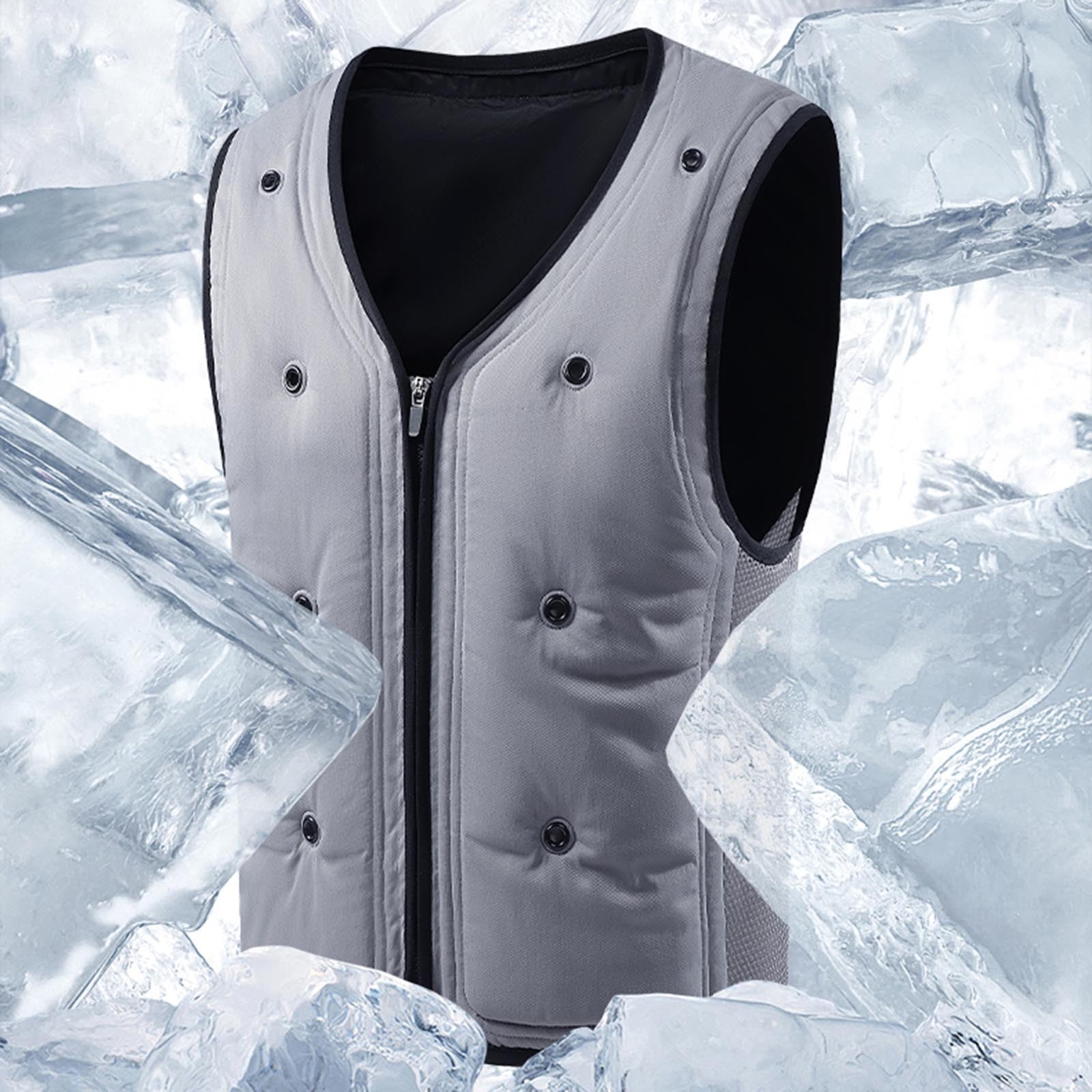 BVOFAR Evaporative Cooling Vest for Men Big and Tall Wearer Stays Cool and Dry Lightweight Zip Up Vest Jackets for Outdoor Work Running Hiking Cycling Gray L