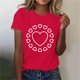 thumbnail image 3 of Pantalones Cortos para las Mujeres Sexy Impreso Suéter Superior, Día de San Valentín Casual Cuello Redondo Blusa Tee, 3 of 6