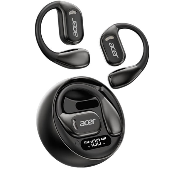 Acer Open Ear Earbuds Wireless over Ear Bluetooth Headphones with Ergonomic Earhook, Deep Bass, IPX7 Waterproof, Clear Calls – Ideal for Sports, Fitness, Cycling (Black)