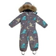 thumbnail image 3 of KAUOD Boys Girls Cute Dinosaur Snowsuits Faux-F𝐮r Hood Outdoor Snowboard Ski Jumpsuits Kids Insulated Thick Snow Suits, 3 of 8