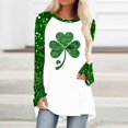 thumbnail image 2 of Plebaso Hauts pour Femmes de la Saint-Patrick Blouses à Col Rond Trèfle Imprimé Manches Longues T-Shirts Décontractés pour Femmes, 2 of 4