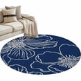 thumbnail image 2 of Blue Flowers 3ft Area Rug, Spring Floral Botanical Modern Art Washable Non-Slip Small Round Rugs for Entryway Bedroom Kitchen, Soft Circle Carpet for Dining Room, Playroom Nursery Rug, 2 of 9
