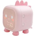 thumbnail image 1 of Reloj despertador digital para niños con forma de dinosaurio y modo de repetición, luces de noche para dormitorio, reloj digital para entrenar el sueño de los niños (rosa), 1 of 5