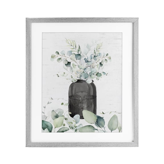 Soap Jar & Eucalyptus Gray Framed Print Under Glass, design by Lettered and Lined