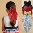 thumbnail image 5 of EGNMCR Sequined Bow Hair Clip Back Of Head Ribbon Spring Clip Style Hair Accessory For Women Sequin bow clip, 5 of 5