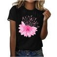 thumbnail image 2 of Fiudx Ofertas de La Semana Mujer Verano Ocio Moda Estampado de Flores Cuello Redondo Manga Corta Top/Camisa, 2 of 4