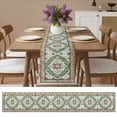 thumbnail image 6 of Green Boho Table Runner 120 Inches Long,Ethnic Geometric Middle Century Art Cotton Linen Table Runners Dresser Scarves,Decorative Fabric Tabletop Scarf Furniture Cover for Home Dinner Party 13"x120", 6 of 9