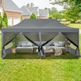 thumbnail image 3 of COBIZI 10x20 Heavy Duty Pop Up Canopy Tent with Mosquito Netting-Waterproof UPF 50+ Commercial Gazebo with Mesh Sidewalls,Full-Truss Instant Party Tent with Wheeled Bag,Gray, 3 of 11