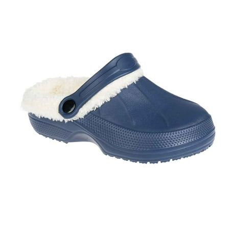 

FOAMWALK Toddler Boy s Furry Little Solid Clog with Sherpa Lining - Toddler Classic Lined Clog Navy 5-6