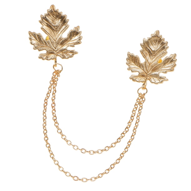 segolike Leaf Chain Brooch Pin Button, Shirt Neck Collar Tips with