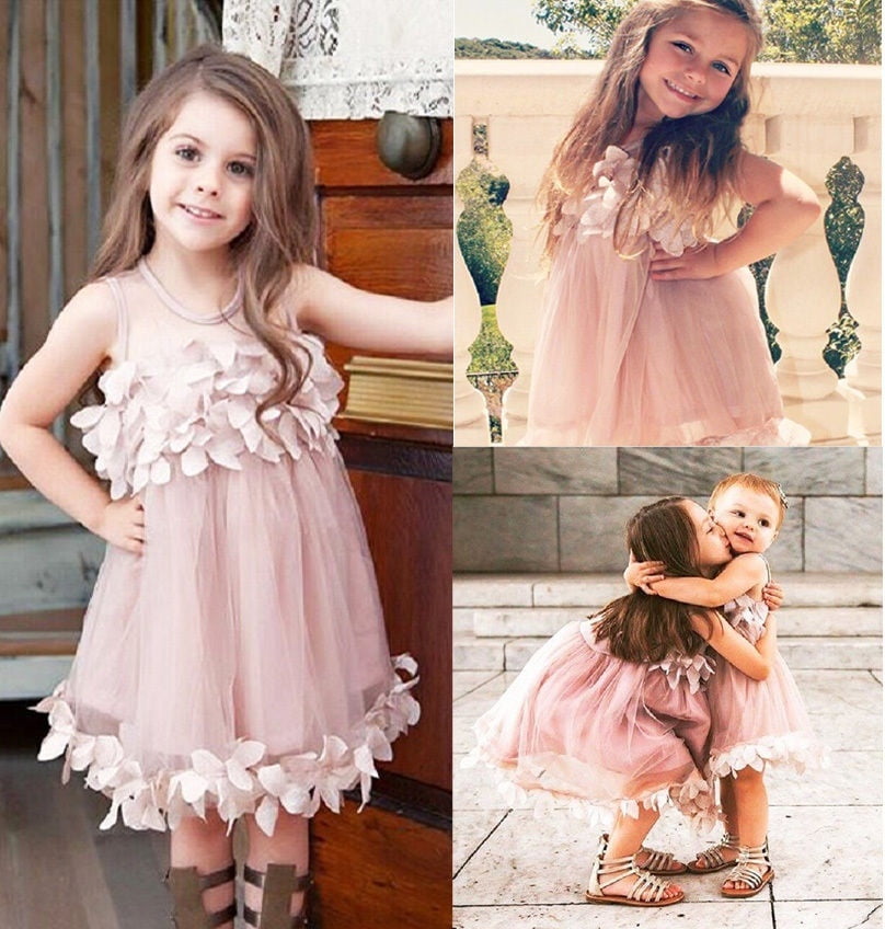 Toddler Kids Baby Girl Flower Bridesmaid Petal Tulle Pageant Party Dress Clothes