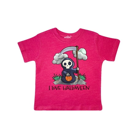 

Inktastic I Love Halloween with Cute Trick or Treating Grim Reaper Gift Toddler Boy or Toddler Girl T-Shirt