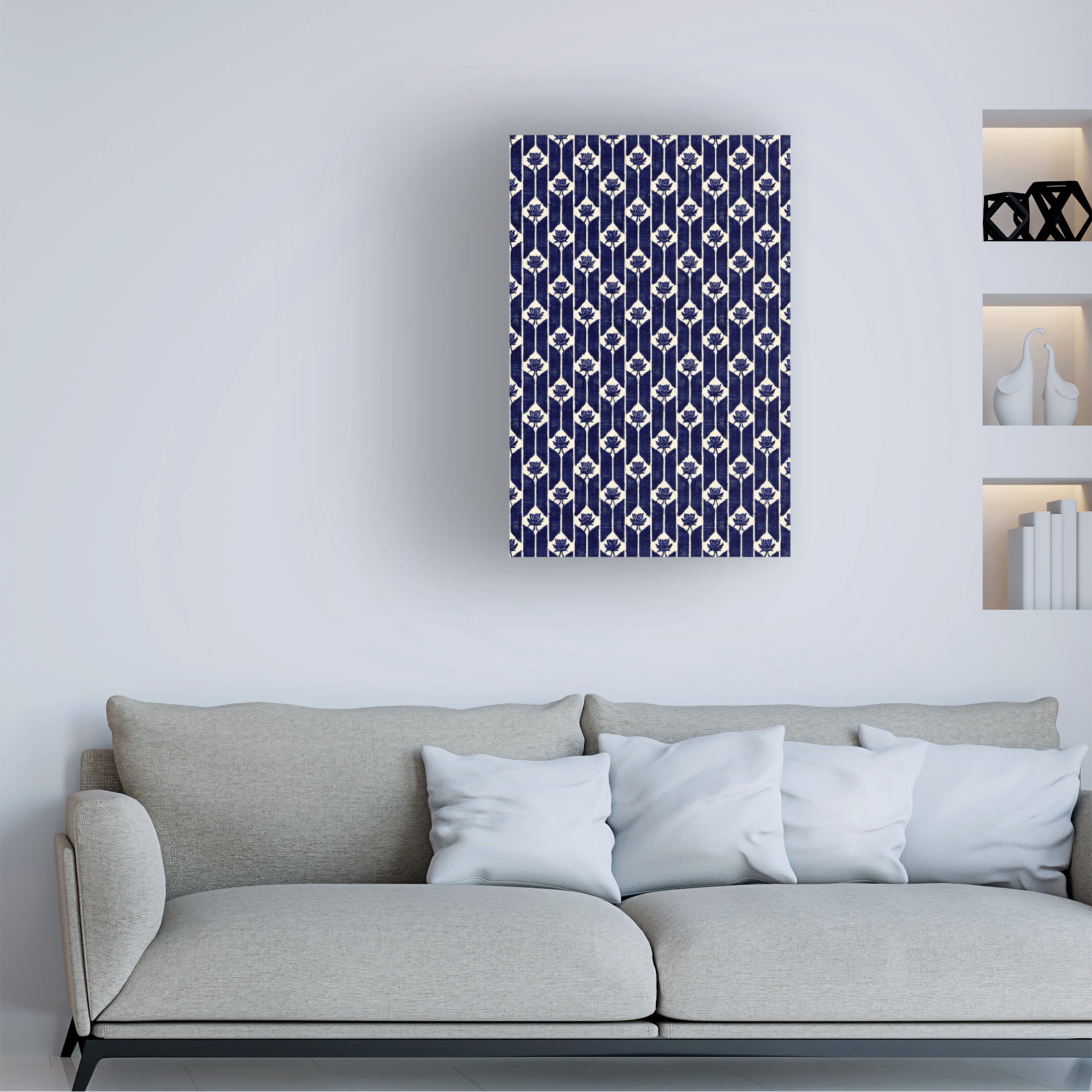 Canvas Wall Art - Treechild 'Stitches Blue Pattern' Wall Art for Living Room, Bedroom, or Office D?cor by Trademark Fine Art - 16 x 24 Inches