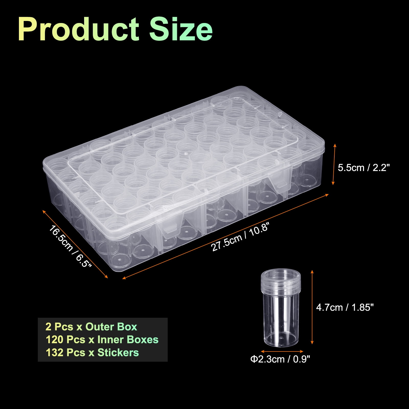 Uxcell Bead Organizer Box Diamond Art Containers 2pcs Rectangular Plastic Storage Case 120pcs Mini Clear Bead Storage Containers Boxes with 132pcs Stickers for Jewelry Beading Crafts