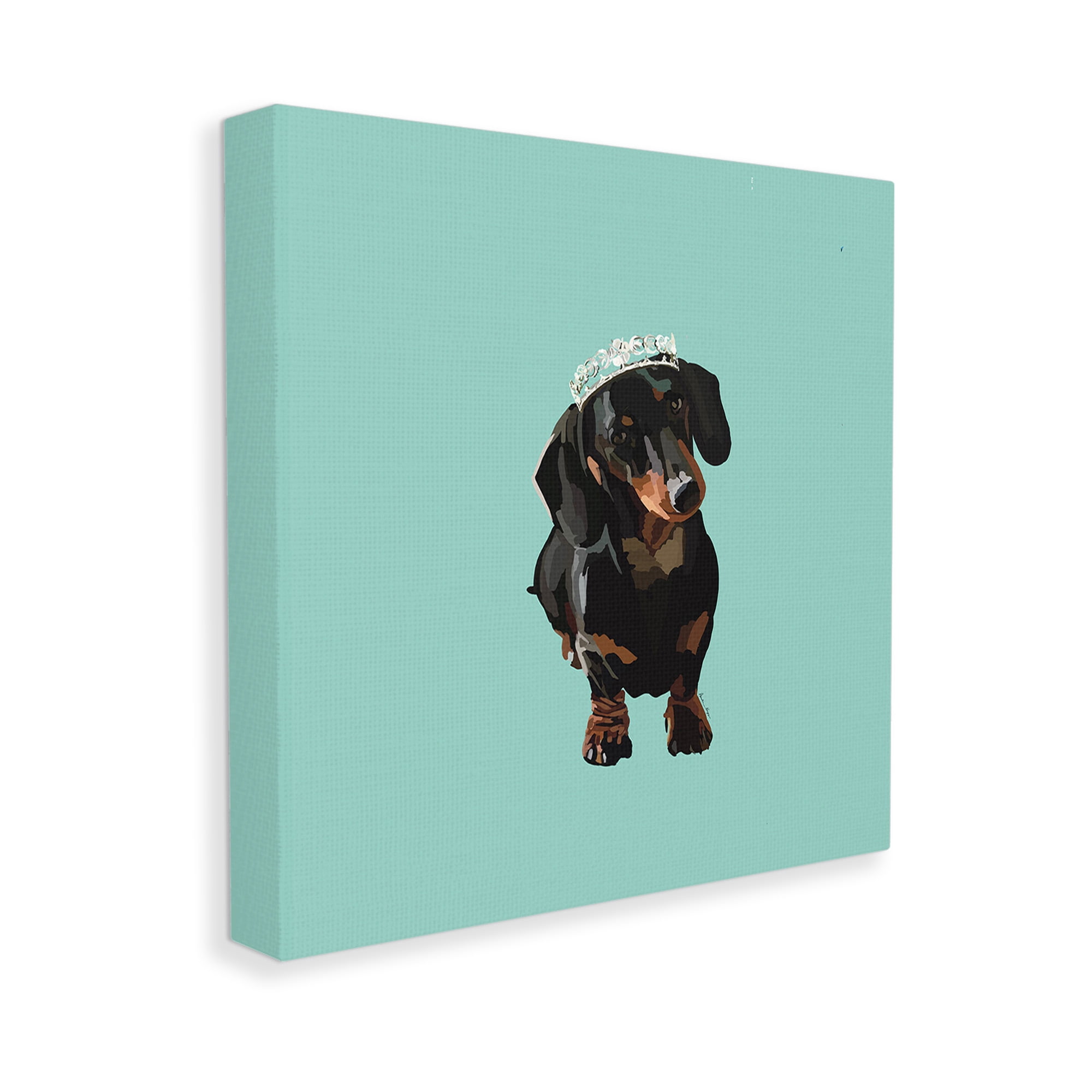 Stupell Industries Dachshund Wearing Tiara Animals & Insects Painting Gallery Wrapped Canvas Art Print Wall Art, 30 x 30