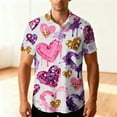 thumbnail image 4 of Stamzod Mens Vacation Shirts Summer Beach Short Sleeve Button Up Shirt Lover Heart Hawaiian Shirts for Men White B XXL, 4 of 9