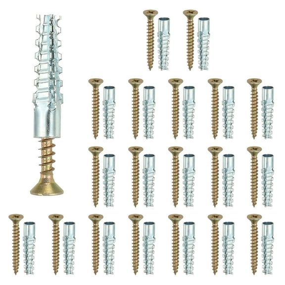 Uxcell 20 Pcs Drywall Hollow Wall Anchors with Screws, 0.2 x 1.57'' Heavy Duty Steel Wall Anchors Kit, Dry Wall Anchors for Concrete Wall Plaster Wall, Silver