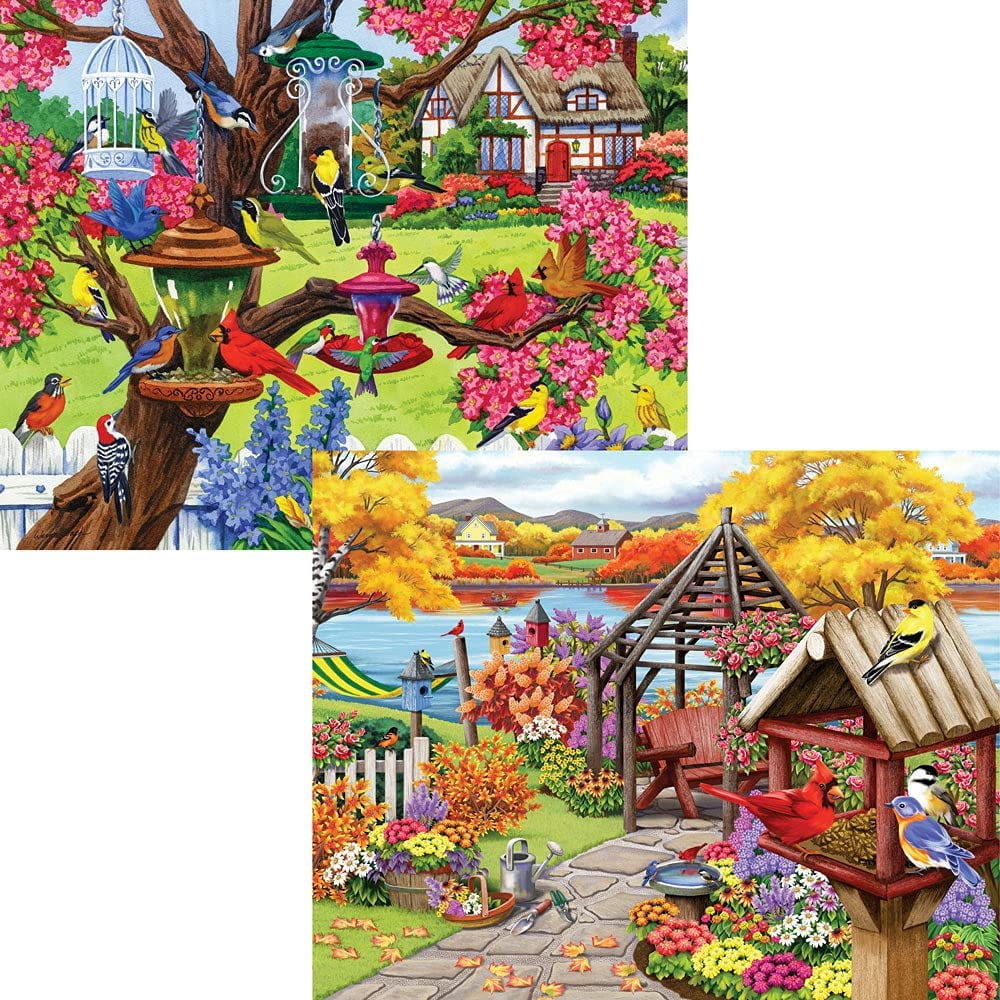 Bits and Pieces 4-In-1 Bundle Rustic Gardens 500 Piece Jigsaw Puzzles by Nancy Wernersbach 16" x 20”