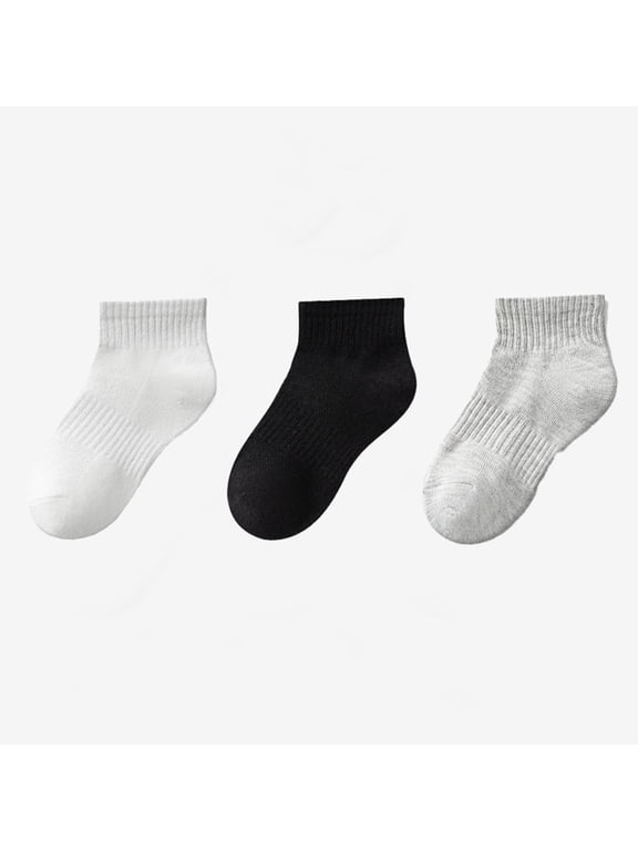 Girls Cotton Ankle Socks Low Cut Breathable Solid Beige 3 Pairs Multi-Pack,Size 12 T