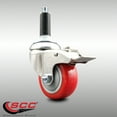 thumbnail image 2 of 3.5 Inch 316SS Red Poly Swivel 3/4 Inch Expanding Stem Caster Lock Brake SCC, 2 of 2