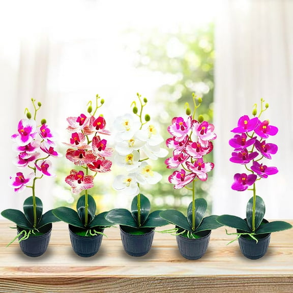 Vnanda Artificial Orchid Flowers with Pot, Phalaenopsis, Fake Plastic Orchid Flowers, Orchid Artificial Flowers in Pot,Decoration for Home Office, Wedding Bouquets