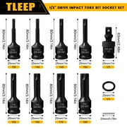 1/2 Inch Impact Torx Bit Socket Set,Cr-Mo Impact Grade,T30-T80 Torx Sockets with Socket Adapter