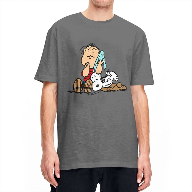 Camiseta de verano de Peanuts, Charlie Brown y Snoopy, camisetas de dibujos animados, ropa de calle, camisetas de algodón para hombre, camisetas de manga corta con estampado