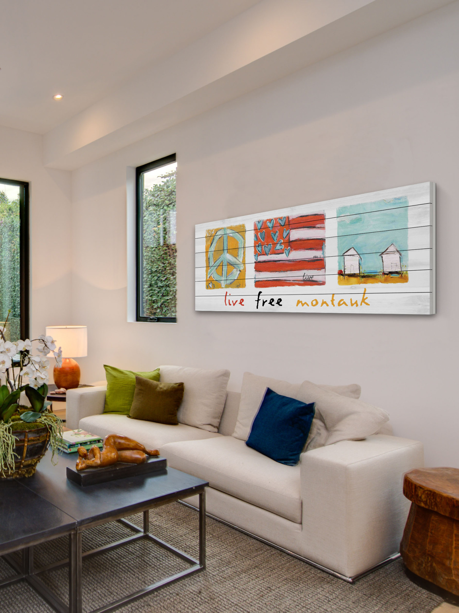 Marmont Hill "Live Free Montauk" by Tori Campisi Painting Print on White Pine Wood