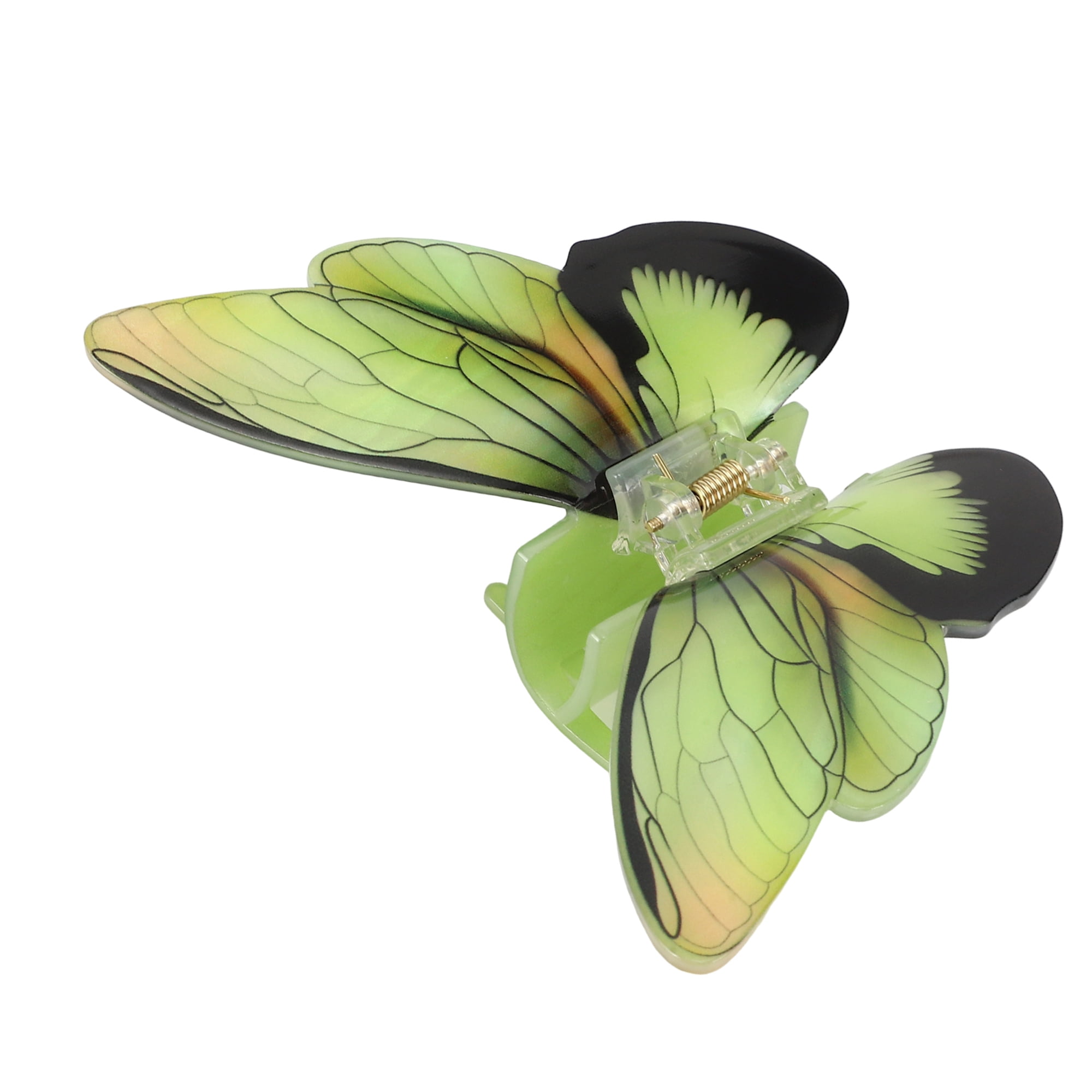 Unique Bargains Butterfly Hair Clips Hairdo Clip for Women 4.13"x3.58"x1.57" Green Black
