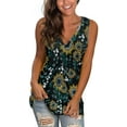 thumbnail image 1 of Womens Tank Tops V Neck T Shirts Sleeveless Tops Floral Side Split Tanks, 1 of 5