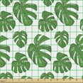 thumbnail image 2 of Ambesonne Philodendron Fabric by the Yard Upholstery, Detailed Drawn Leaves, 1 Yard, Fern Green and White, 2 of 5
