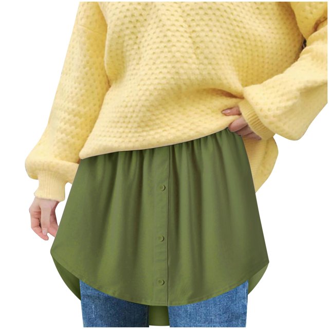 Prolriy Rallonge de Chemise pour Femmes Superposition Mode Femmes Chemise Polyvalente Chandail Jupe Superposition Bas Moitié et Jupes pour Femmes Vert TTTTG