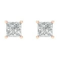 thumbnail image 3 of 0.5 ct Screw-Back Stud Earrings for Women | 3.5mm Princess Cut Moissanite | 18K Rose Gold, 3 of 5