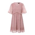 thumbnail image 2 of SAYOO , vestido de chifón de verano para mujer, vestido informal de media manga con cuello en V y estampado de puntos de Color sólido para fiesta SAYOO  Moda, 2 of 9