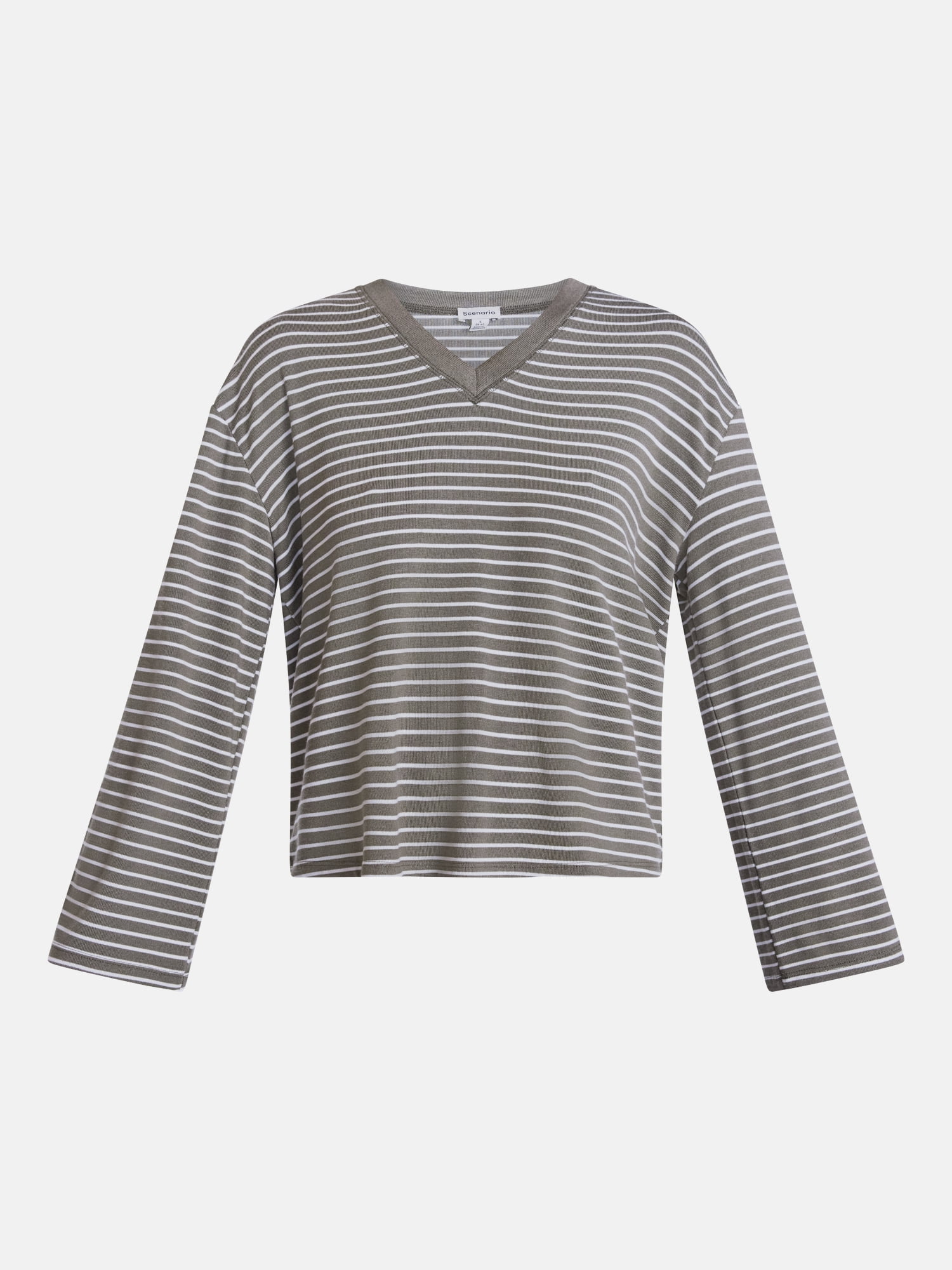 Scenario Women's and Women's Plus Relaxed Tee with Long Sleeves, Sizes XS-4X
